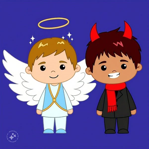 A boy appeares like an angel as well as devil in his love
