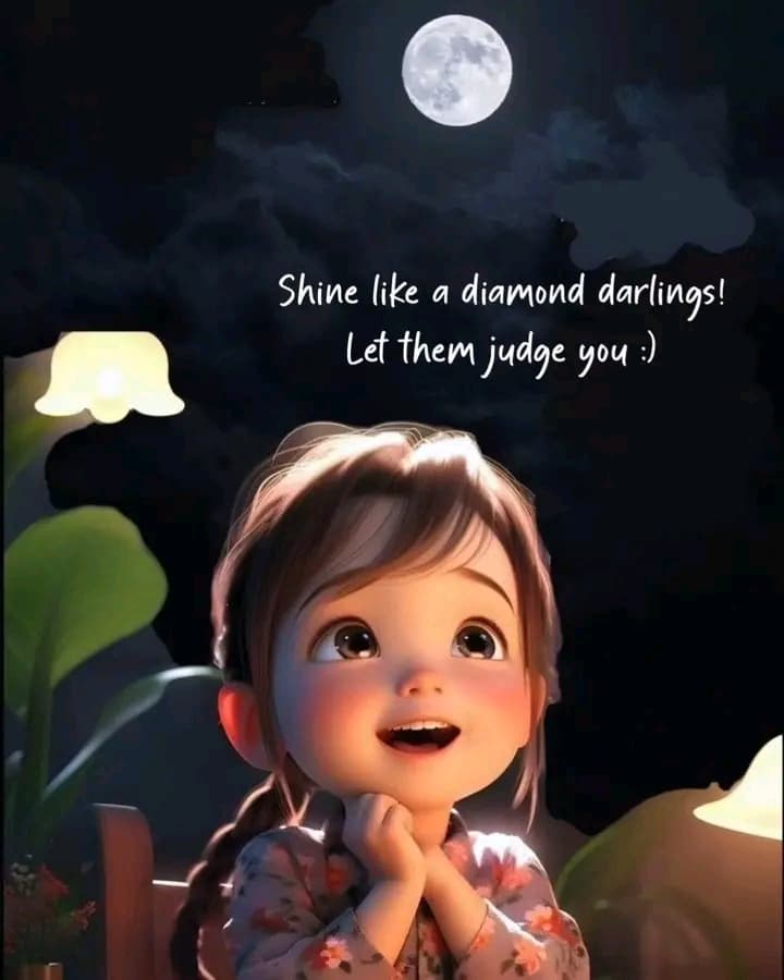 a praying girl look at the moon
